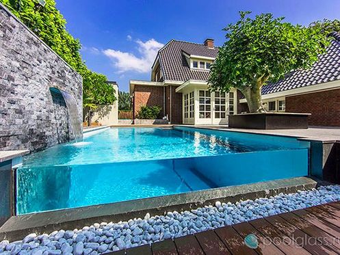 Acid Washed glassed pool in a villa 
