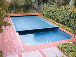 A photo of a pool in the process of closure for summer travel